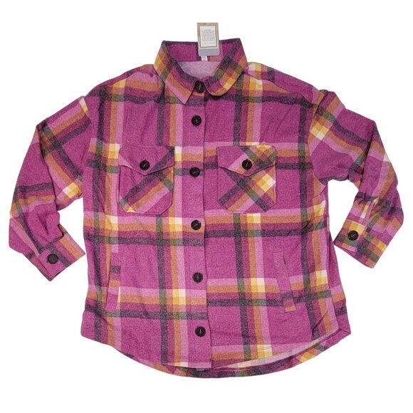 Zenana Shacket Shirt Jacket Magenta Plaid Pockets Cozy Soft Womens Large New - Picture 3 of 10
